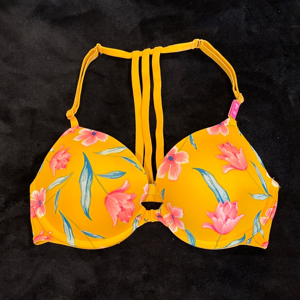 PINK Victoria's Secret Yellow Floral Bra